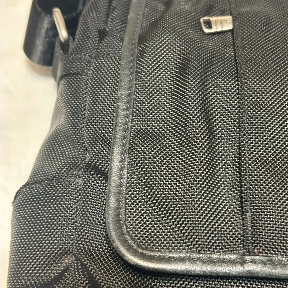 TUMI Black Nylon/Leather Messenger Bag for Men